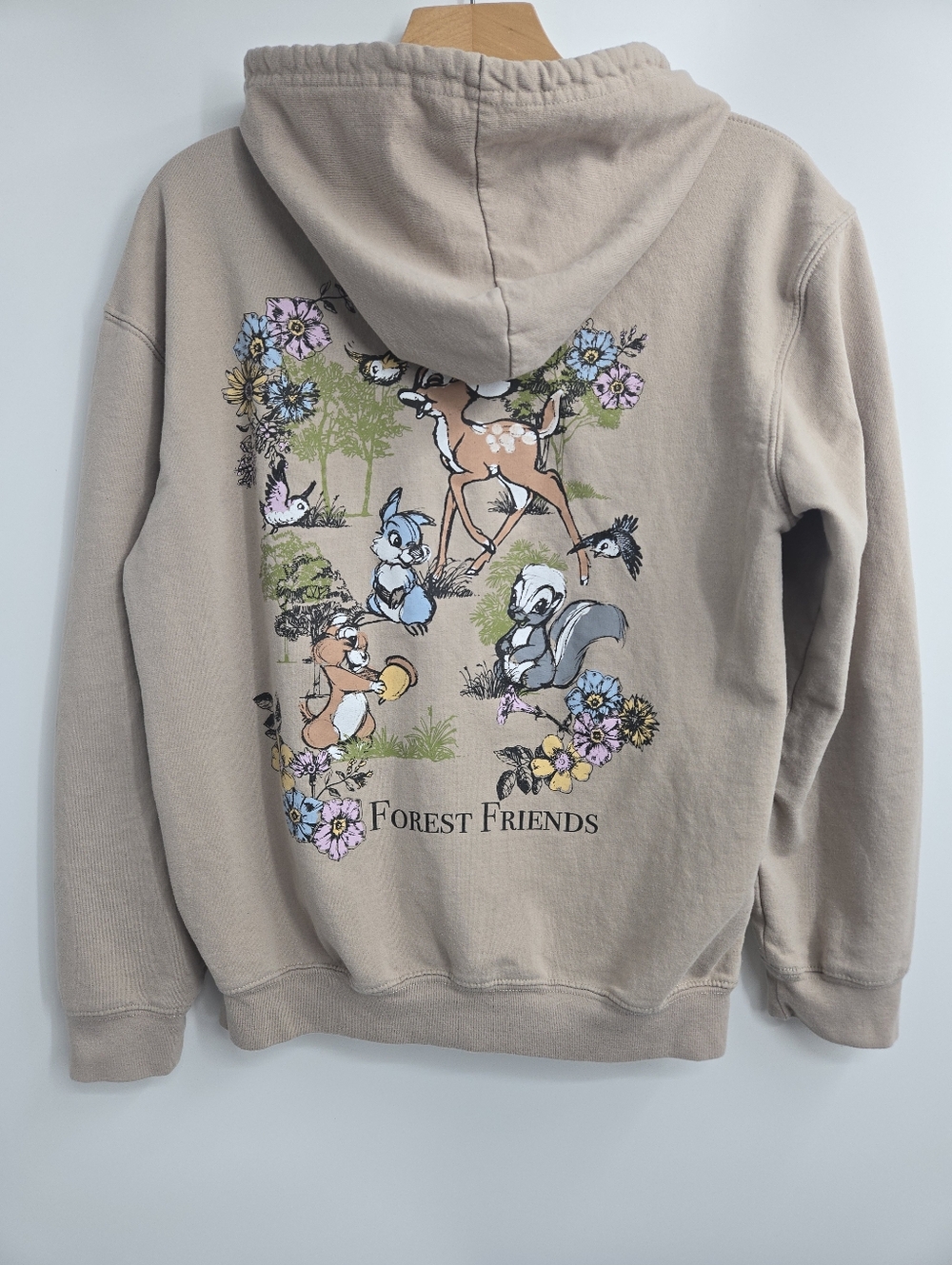 Disney Bambi Beige Hoodie Forest Friends Full Zip